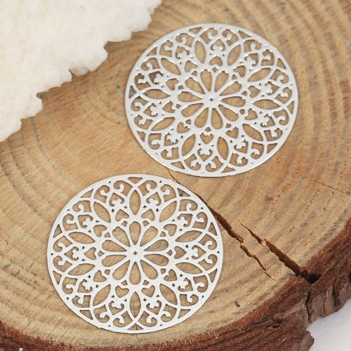 Connecteur argent mat fleurs 25 mm
