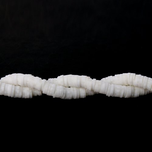 Perles heishi en pâte polymère blanc 5 mm – x50 | 10291