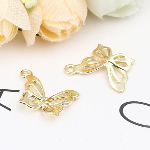 Breloque papillon doré 20mm