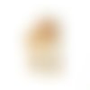 Breloque chat émail doré orange blanc 21 x 13 mm | 10839
