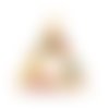 Breloque triangle fleurs émail doré blanc à strass coloré 16 x 15mm | 10912