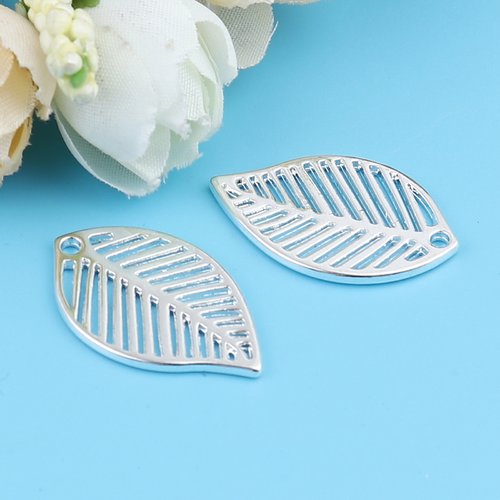 Pendentif feuille argent 28mm