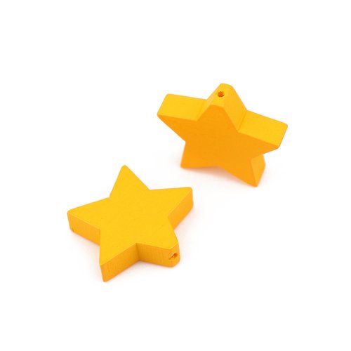 Perle en bois étoile jaune 20 x 17mm - x2 | 11019