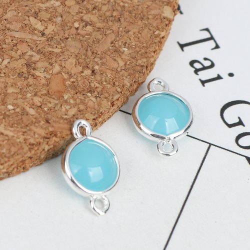Connecteur bleu clair argenté 14 x 9mm