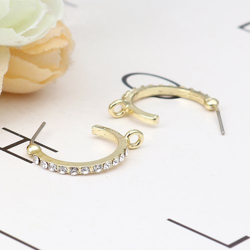Boucles d'oreilles rond strass 22mm - x2