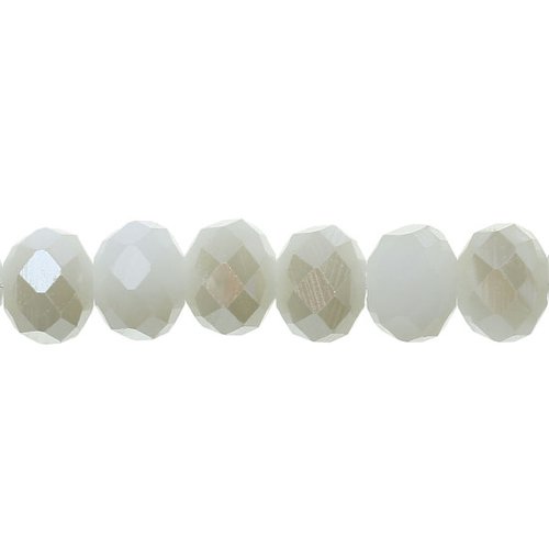 Perles en verre blanc à facettes 8mm - x5 | 12019