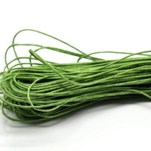 Cordon/fil en coton ciré vert 1mm au mètre | 12229