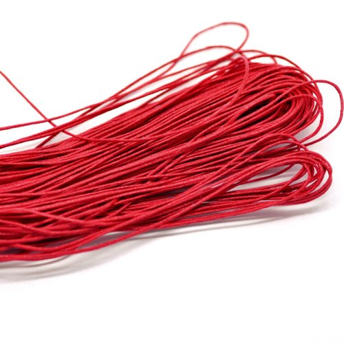 Cordon/fil en coton ciré rouge 1mm au mètre | 12240