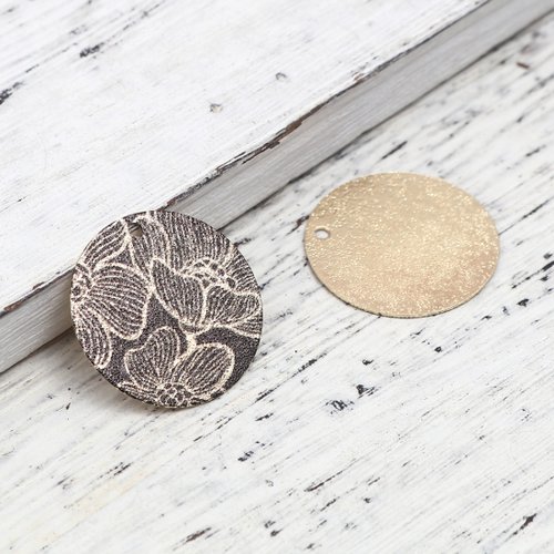 Breloque peinture fleur doré noir 20mm
