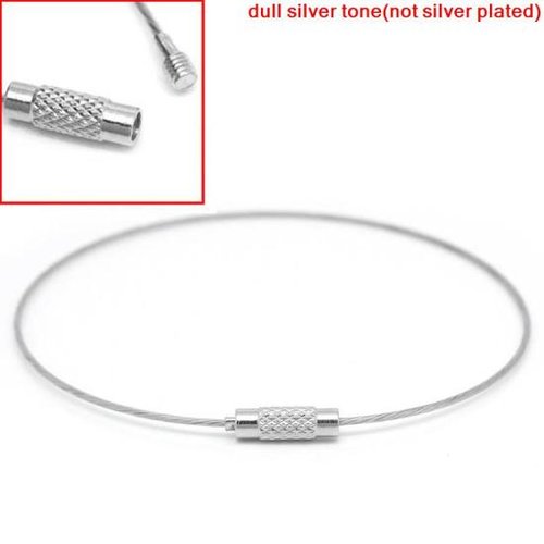 Bracelet rigide acier argent mat 23 cm | 12343