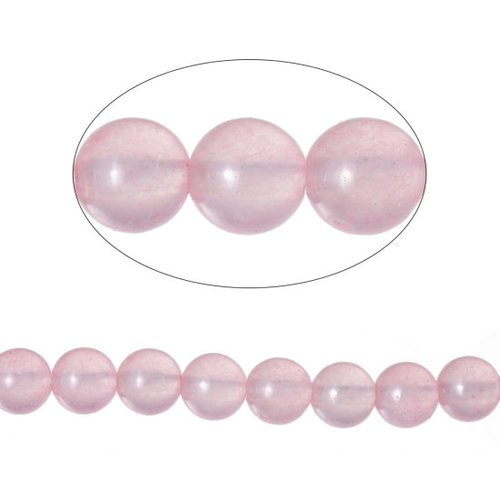 Perles en agate ronde rose 6 mm – x5 | 12421