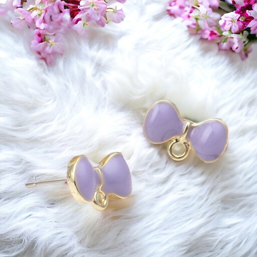 Boucles d'oreilles doré violet 14mm - x2