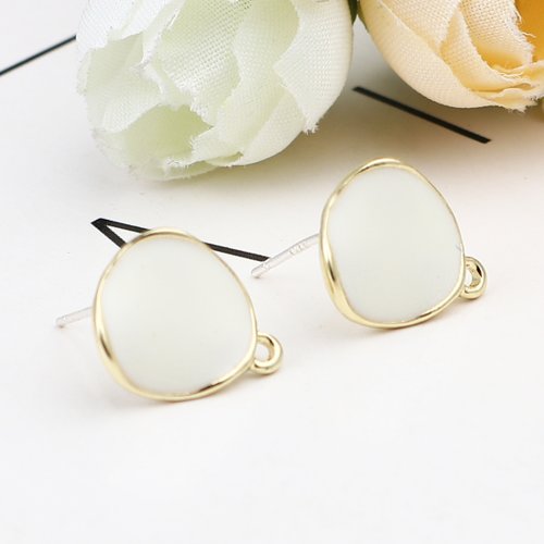 Boucles d'oreilles crème doré 15mm - x2