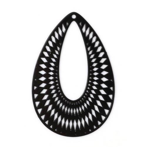 Pendentif estampe goutte d'eau noir 41mm