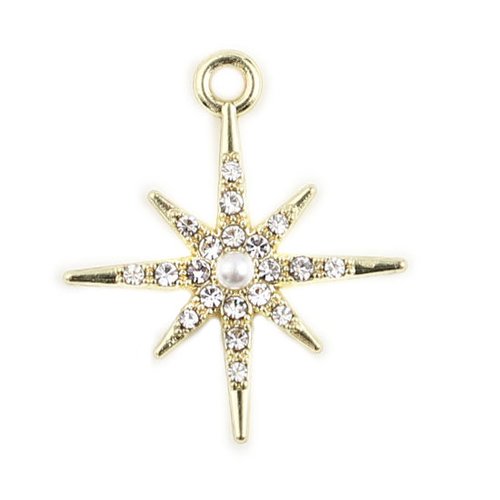 Breloque étoile doré strass 21mm