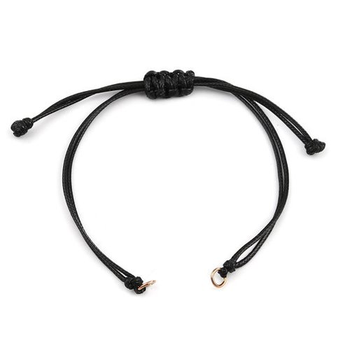 Bracelet tressé noir or rose réglable 14.5cm