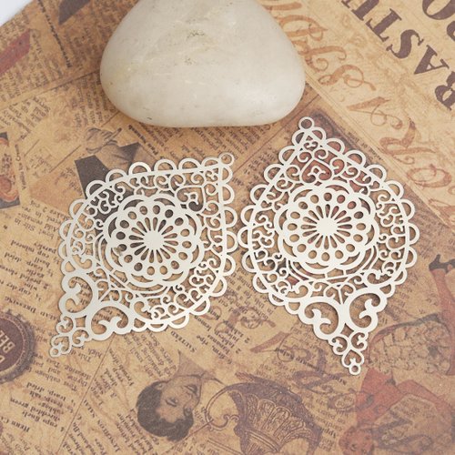 Pendentif estampe argent mat coeur 58 x 37 mm