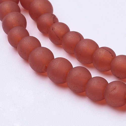 Perles rondes tomate transparent mat 4mm - x25 | 14693