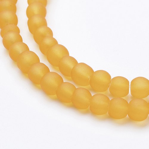 Perles rondes jaune transparent mat 4mm - x25 | 14696