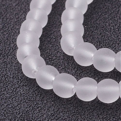 Perles rondes blanc transparent mat 4mm - x25 | 14699