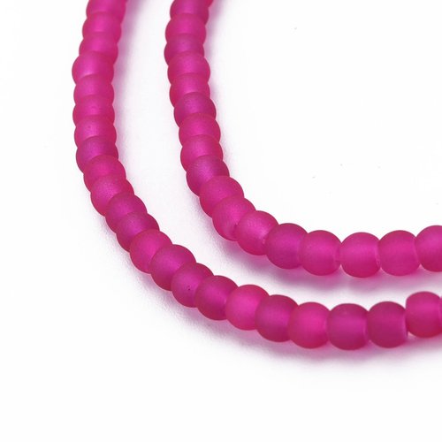 Perles rondes violet rouge transparent mat 4mm - x25 | 14711