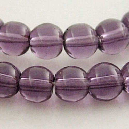Perles rondes en verre mauve transparent clair 4mm trou 1mm - x20 | 14717