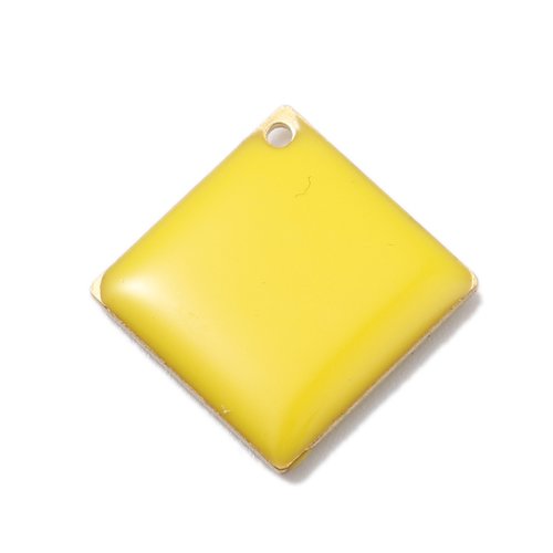 Breloque losange jaune 21mm x 21mm | 14740