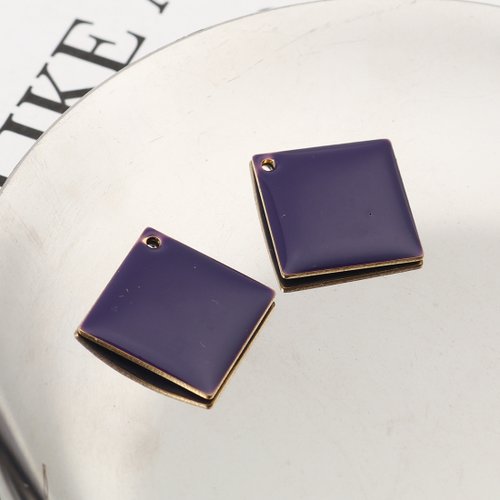 Breloque losange violet foncé 21mm x 21mm