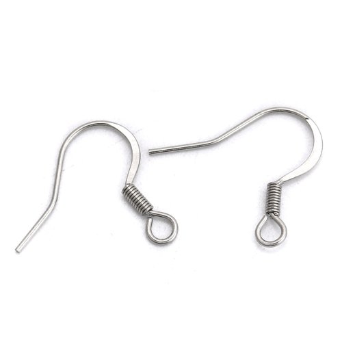 Boucles d'oreilles crochets acier inoxydable argent 17 x 17mm - x2