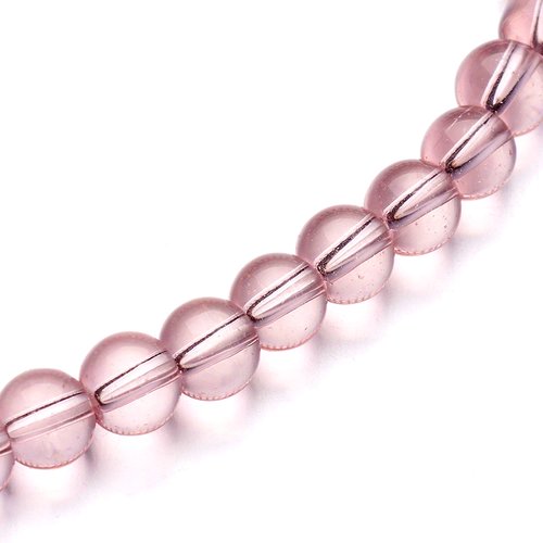 Perles rondes en verre transparent rose clair 4mm - x20 | 14845