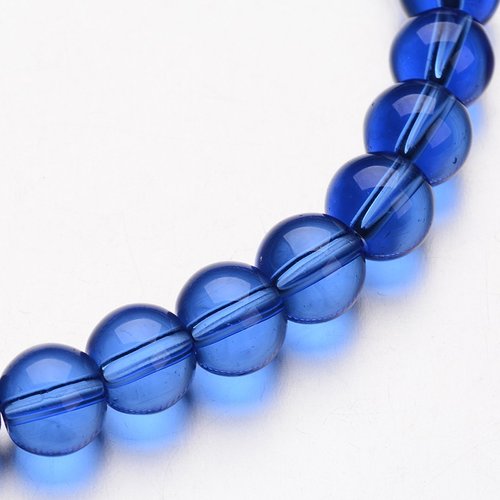 Perles rondes en verre transparent bleu 4mm - x20 | 14850