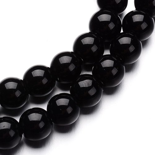 Perles rondes en verre noir 4mm - x20 | 14856