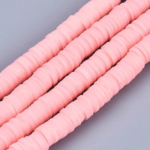 Perles plate heishi rose 4mm - x50