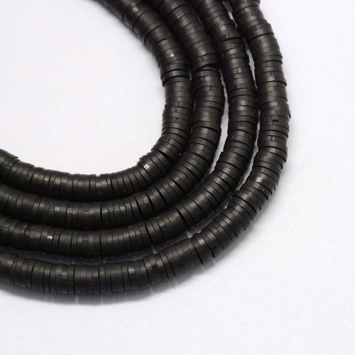 Perles plate heishi noir 4mm - x50