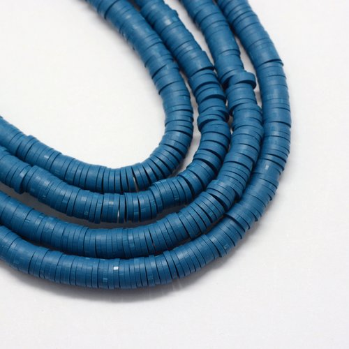 Perles plate heishi bleu acier 4mm - x50