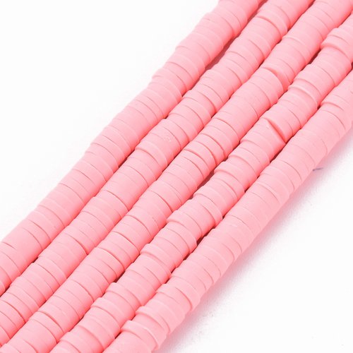 Perles heishi rond rose brumeuse 4mm - x50