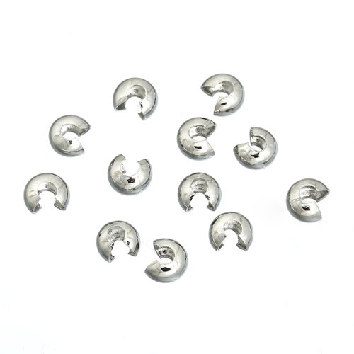 Perles à écraser cache demi-rond argenté 4mm – x10 | 15176