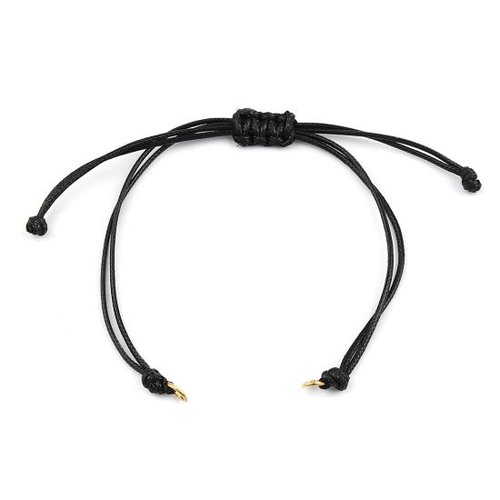 Bracelet tressé noir doré réglable 14.5cm