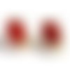 Boucles d'oreilles puces ovale rouge doré 15 x 10mm - x2 | 15461