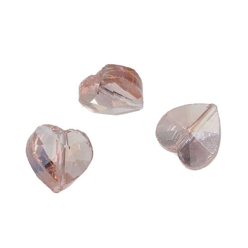 Perle cœur rose clair à facettes 10mm