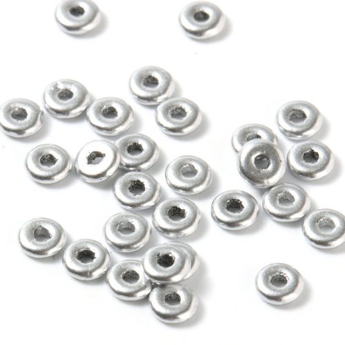 Perles séparateur verre argent 4mm x10