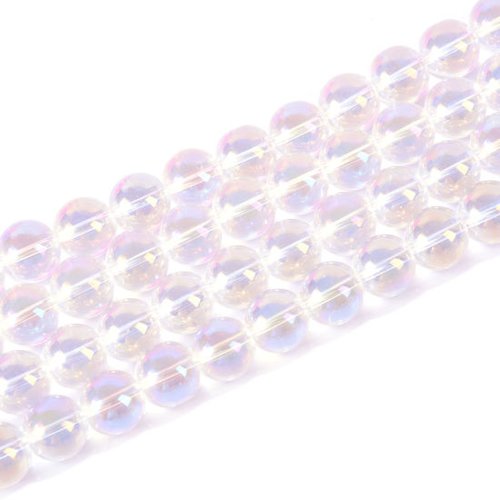 Perles en verre rond transparent 6mm - x10