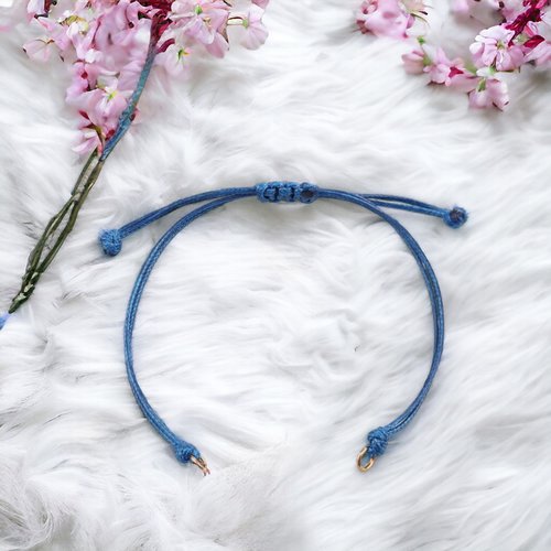 Bracelet réglable or rose bleu foncé 13.5cm