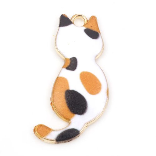 Pendentif chat blanc et orange 30mm