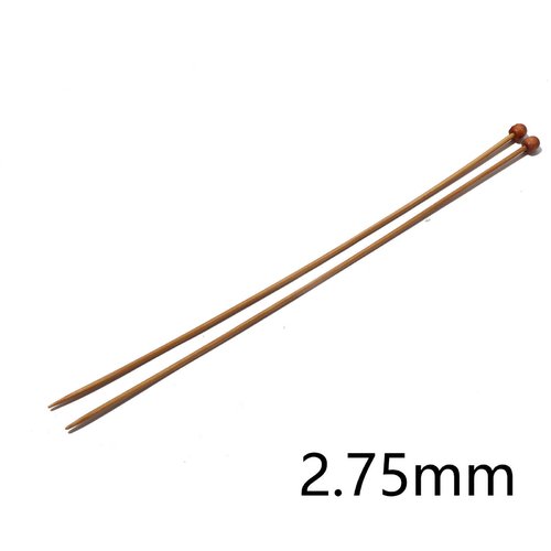 Aiguilles à tricoter n° 2,75 en bambou brun 25cm - x2