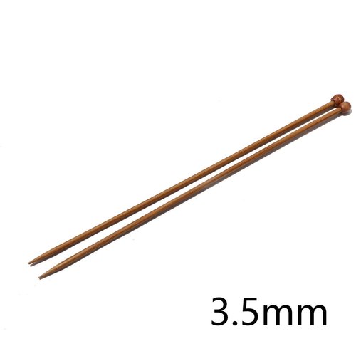 Aiguilles à tricoter n° 3,5 en bambou brun 25cm - x2