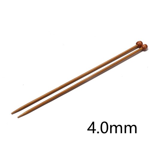 Aiguilles à tricoter n° 4 en bambou brun 25cm - x2