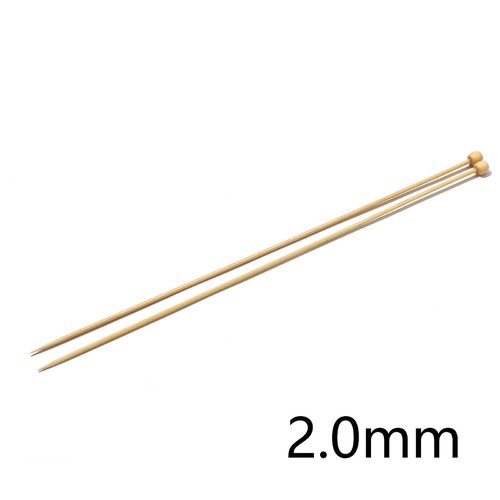 Aiguilles à tricoter n° 2 en bambou naturel 25cm - x2