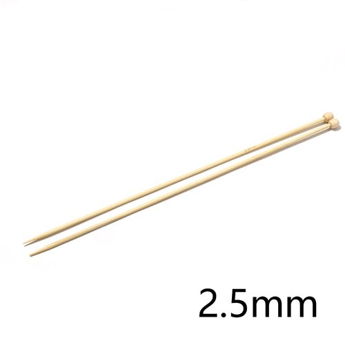 Aiguilles à tricoter n° 2,5 en bambou naturel 25cm - x2