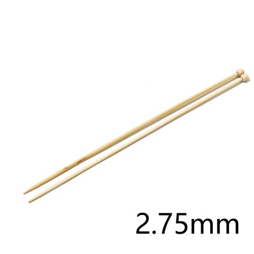 Aiguilles à tricoter n° 2,75 en bambou naturel 25cm - x2